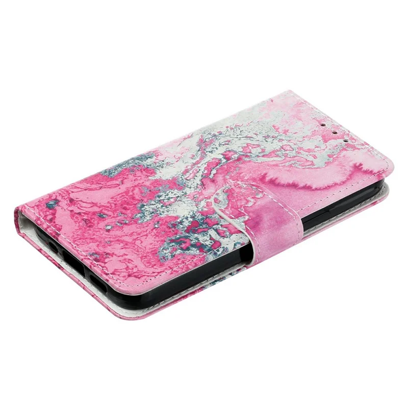 Custodia a Libro per iPhone 17 Pro con Supporto - Cover a Portafoglio in Pelle con Marmo Dipinto - Marmo Rosa Acquamarina
