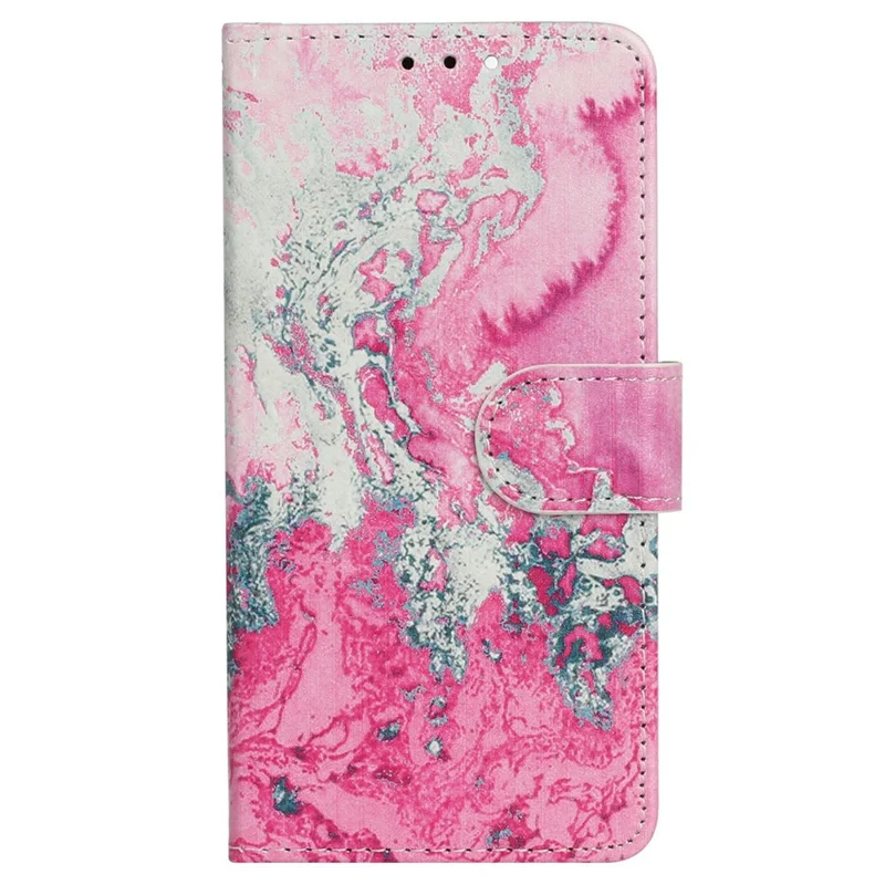 Custodia a Libro per iPhone 17 Pro con Supporto - Cover a Portafoglio in Pelle con Marmo Dipinto - Marmo Rosa Acquamarina