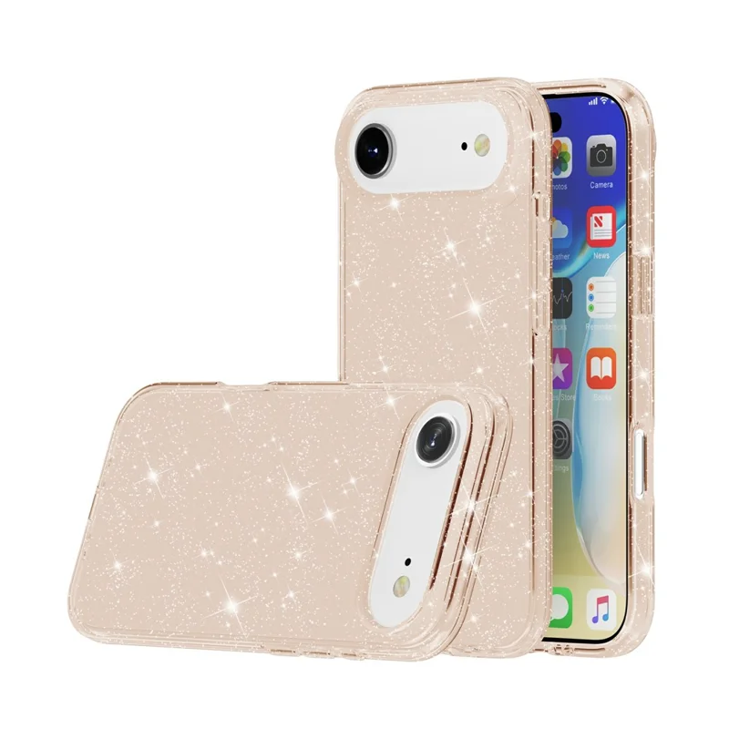 For iPhone 17 Air Case Sparkly Powder Glitter Shiny Soft TPU + Hard PC Back Cover - Gold