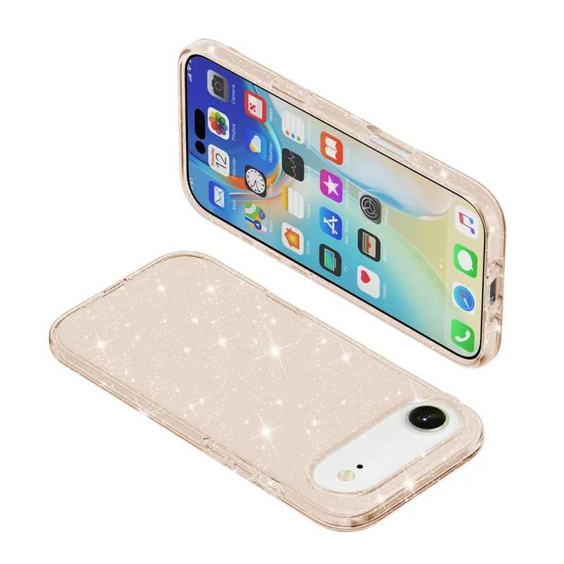 For iPhone 17 Air Case Sparkly Powder Glitter Shiny Soft TPU + Hard PC Back Cover - Gold