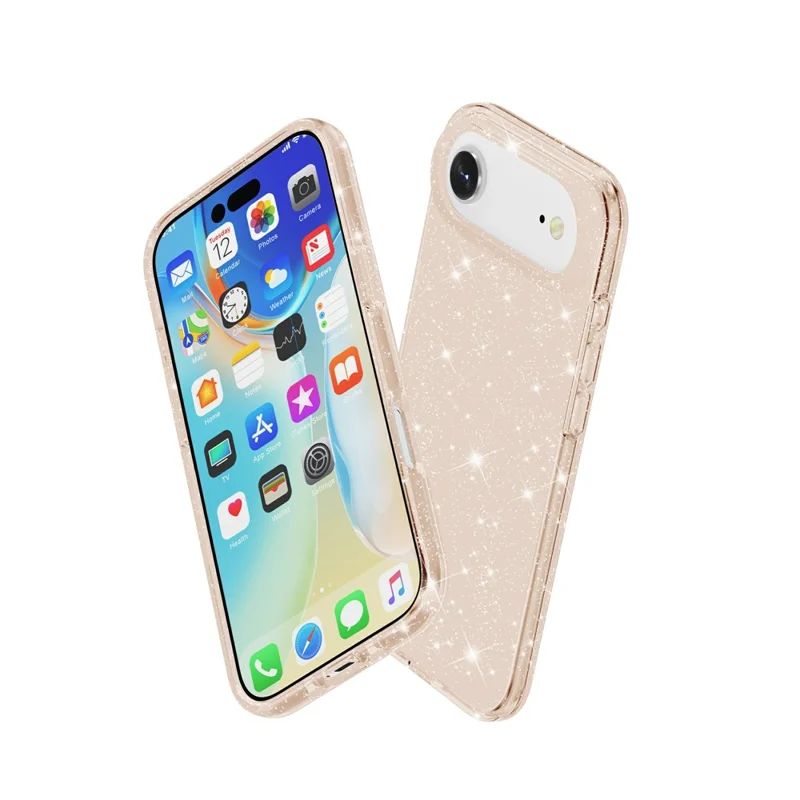 For iPhone 17 Air Case Sparkly Powder Glitter Shiny Soft TPU + Hard PC Back Cover - Gold
