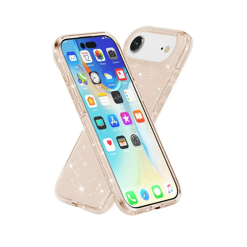 For iPhone 17 Air Case Sparkly Powder Glitter Shiny Soft TPU + Hard PC Back Cover - Gold