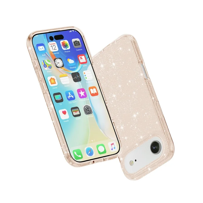 For iPhone 17 Air Case Sparkly Powder Glitter Shiny Soft TPU + Hard PC Back Cover - Gold
