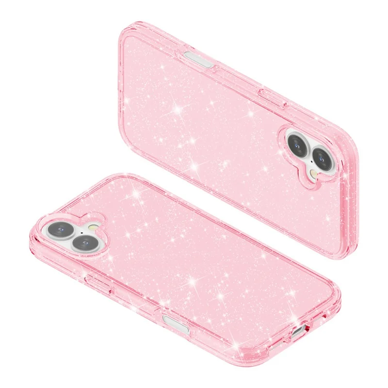 For iPhone 17 Case Sparkly Powder Glitter Shiny Soft TPU + Hard PC Back Cover - Pink