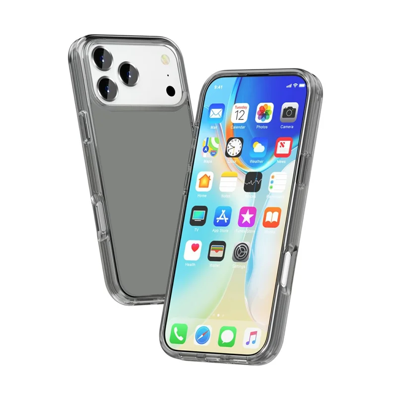 Funda para iPhone 17 Pro Max de PC + TPU Anticaídas - Transparente Gris