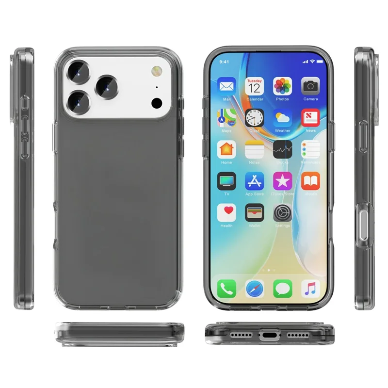Funda para iPhone 17 Pro Max de PC + TPU Anticaídas - Transparente Gris