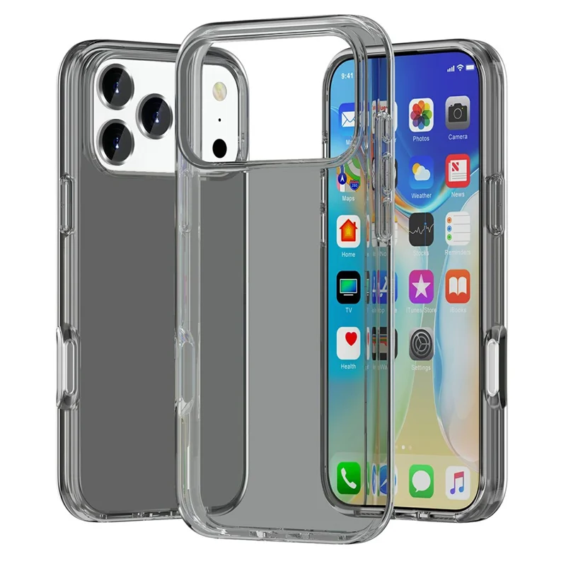 Für iPhone 17 Pro Hülle PC + TPU Stoßfeste Transparente Handyhülle - Transparent Grau