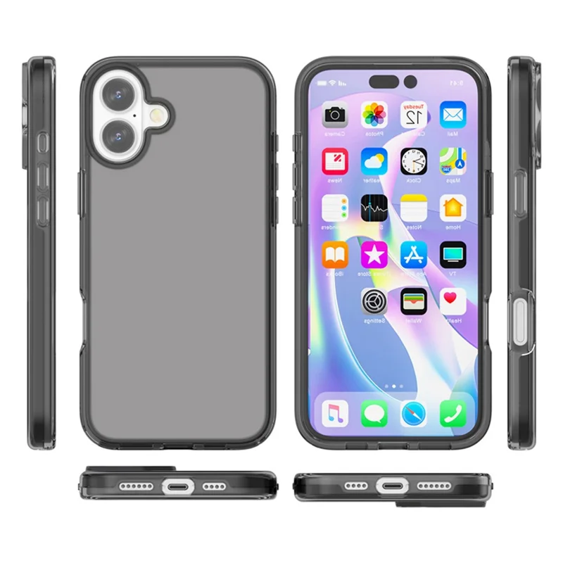Cover per iPhone 17 PC + TPU Antiurto Cover Trasparente - Grigio Trasparente