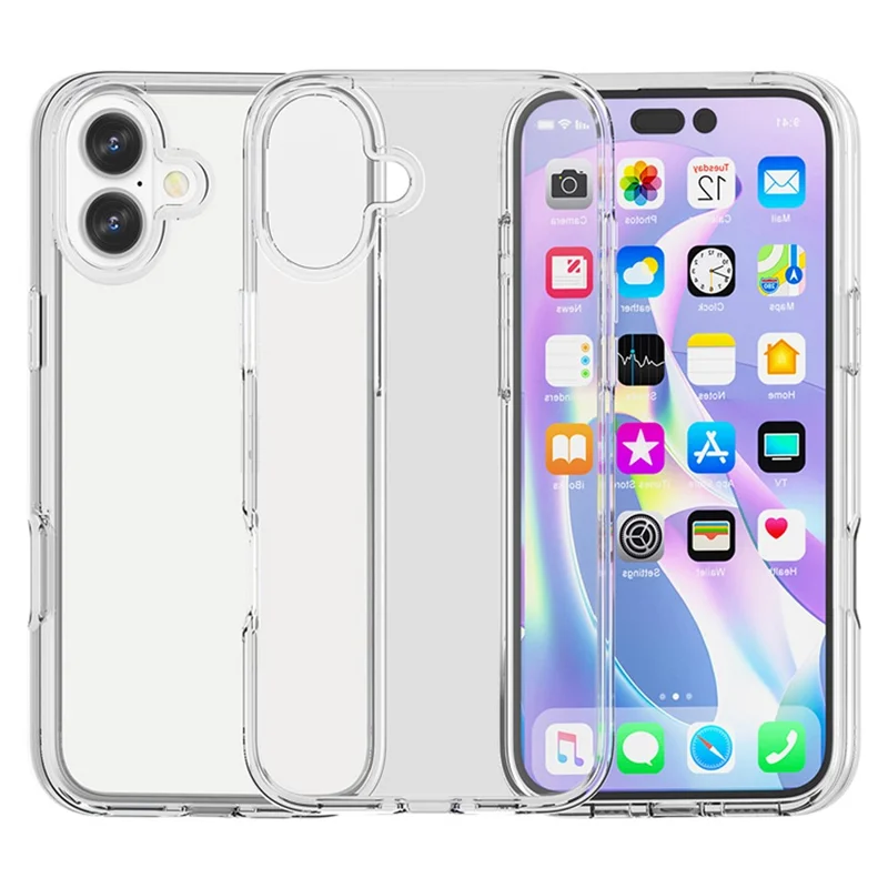 For iPhone 17 Case PC + TPU Shockproof Clear Phone Cover - Transparent