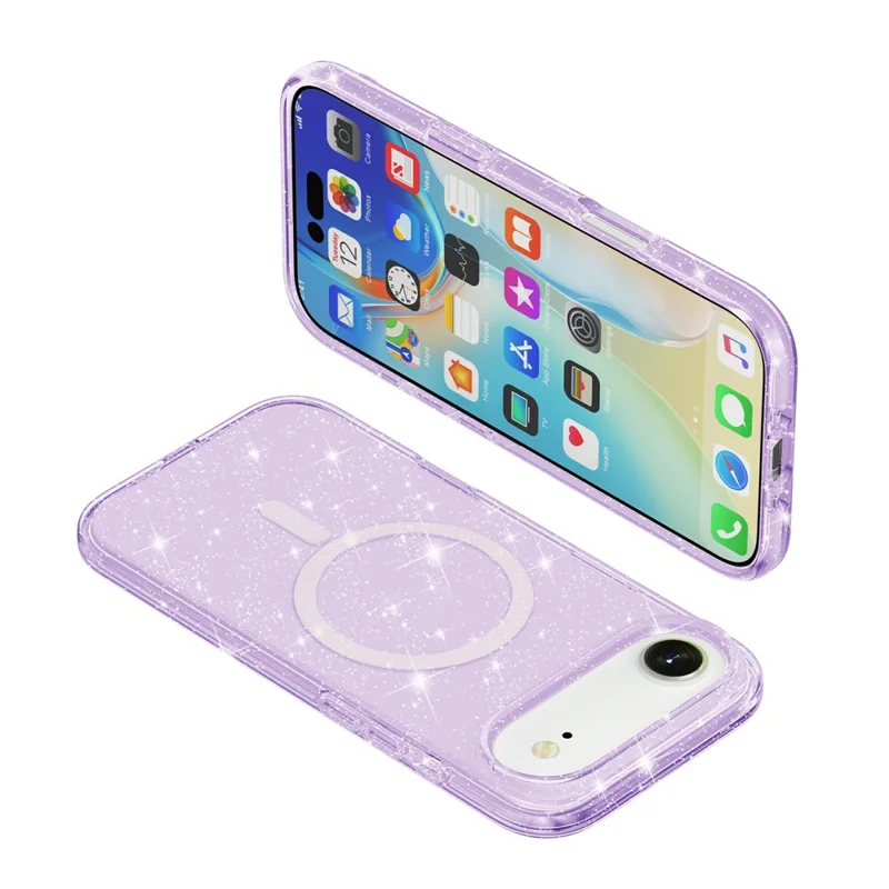 For iPhone 17 Air Case Compatible with MagSafe Glitter Powder PC + TPU Phone Cover - Purple