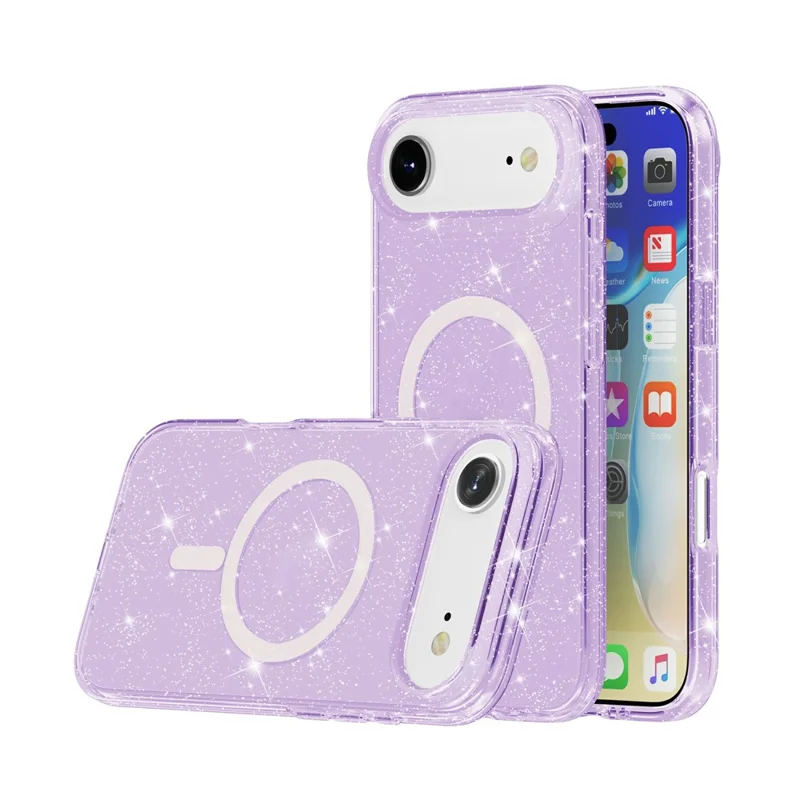 For iPhone 17 Air Case Compatible with MagSafe Glitter Powder PC + TPU Phone Cover - Purple