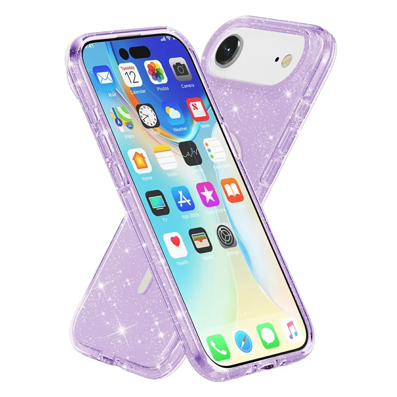 For iPhone 17 Air Case Compatible with MagSafe Glitter Powder PC + TPU Phone Cover - Purple