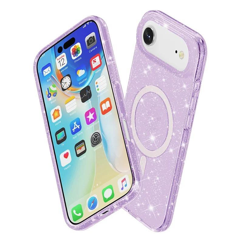 For iPhone 17 Air Case Compatible with MagSafe Glitter Powder PC + TPU Phone Cover - Purple