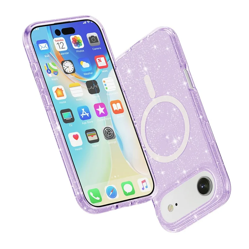 For iPhone 17 Air Case Compatible with MagSafe Glitter Powder PC + TPU Phone Cover - Purple