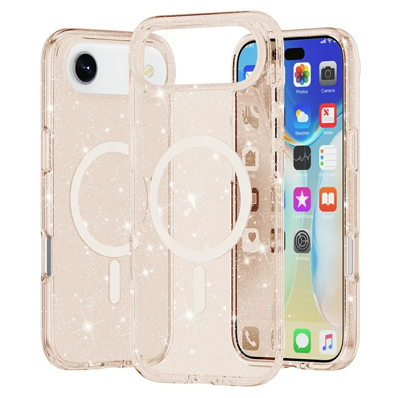 For iPhone Air Case Compatible with MagSafe Glitter Powder PC + TPU Phone Cover - Gold