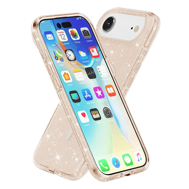 For iPhone Air Case Compatible with MagSafe Glitter Powder PC + TPU Phone Cover - Gold