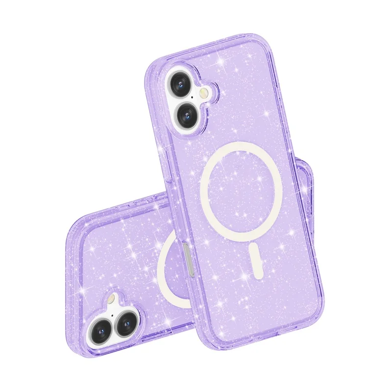 For iPhone 17 Case Compatible with MagSafe Glitter Powder PC + TPU Phone Cover - Purple