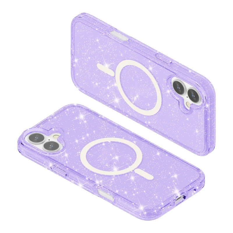 For iPhone 17 Case Compatible with MagSafe Glitter Powder PC + TPU Phone Cover - Purple