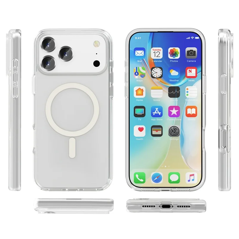 Für iPhone 17 Pro Max Magnetische Hülle kompatibel mit MagSafe PC + TPU Klare Handyhülle