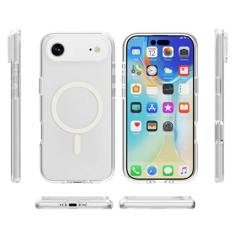 Cover per iPhone 17 Magnetico Compatibile con MagSafe, Custodia Trasparente in PC + TPU