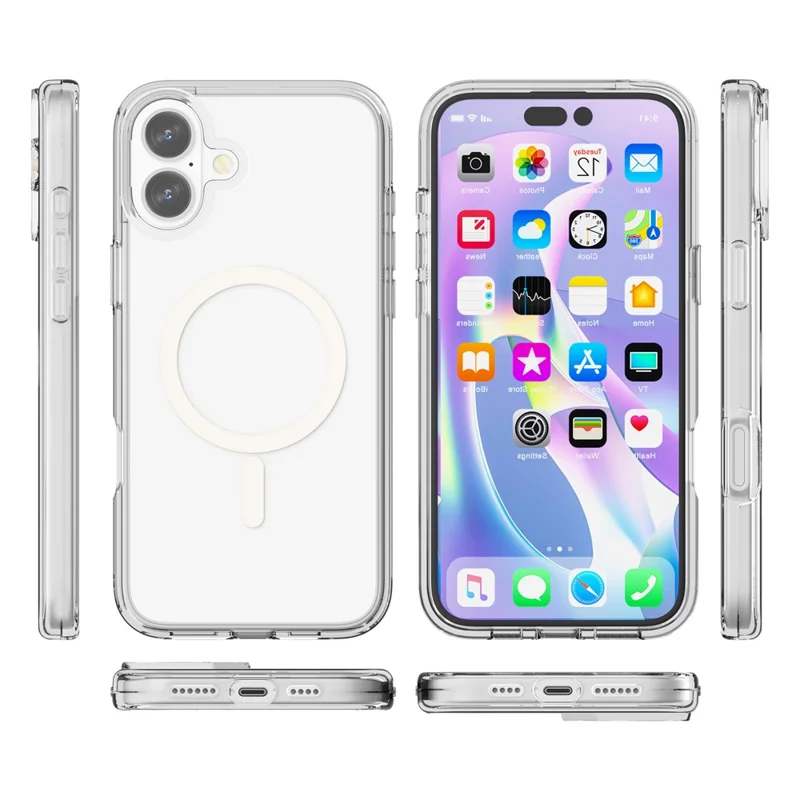 Magnetische Hülle für iPhone 17 kompatibel mit MagSafe, PC + TPU transparente Handyhülle