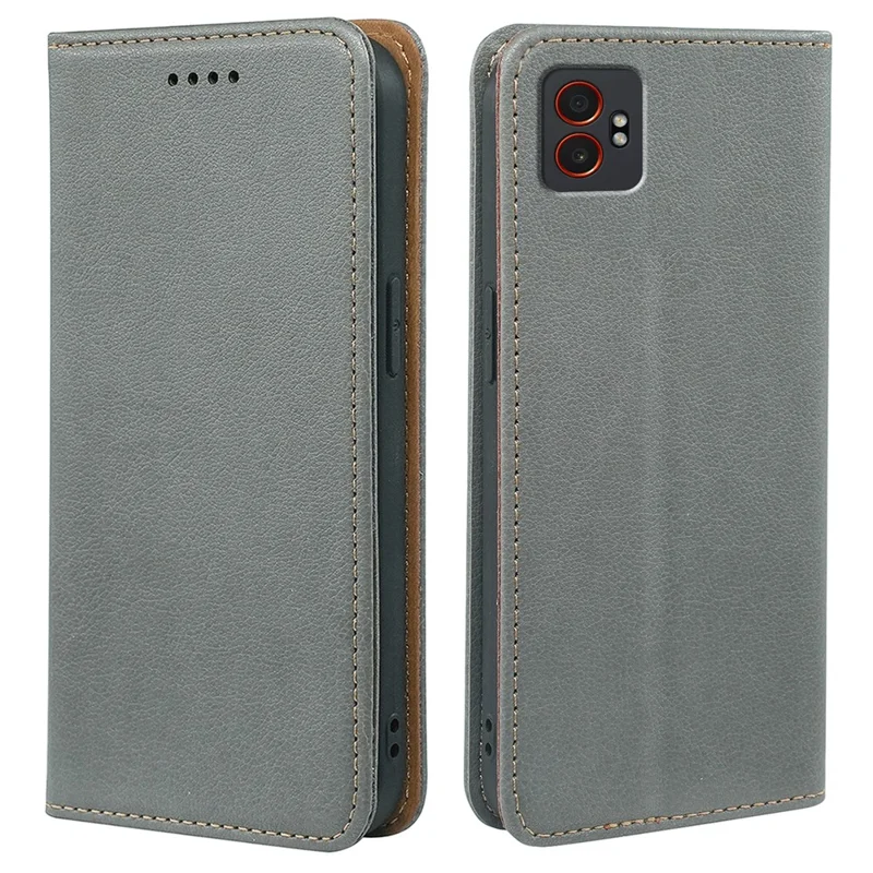 Capa Carteira para Samsung Galaxy XCover7 Pro com Bloqueio RFID, Couro, Fechamento Magnético Forte - Cinza