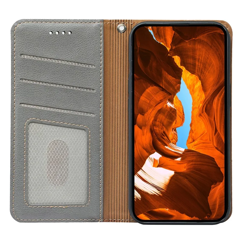 Capa Carteira para Samsung Galaxy XCover7 Pro com Bloqueio RFID, Couro, Fechamento Magnético Forte - Cinza