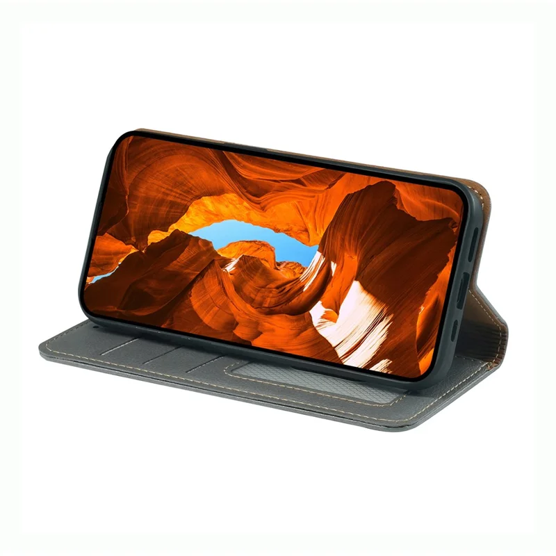 Capa Carteira para Samsung Galaxy XCover7 Pro com Bloqueio RFID, Couro, Fechamento Magnético Forte - Cinza