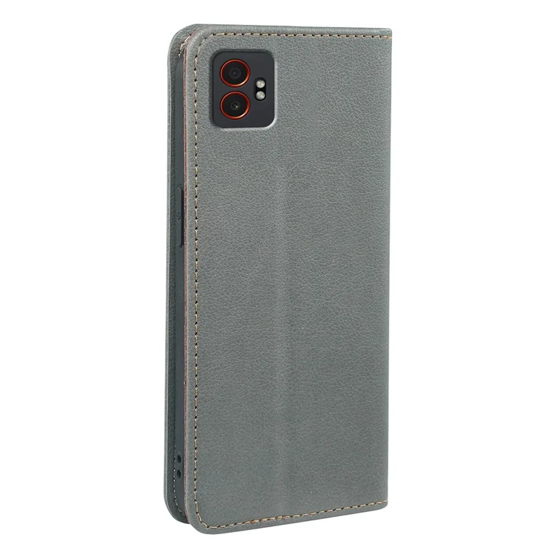 Capa Carteira para Samsung Galaxy XCover7 Pro com Bloqueio RFID, Couro, Fechamento Magnético Forte - Cinza