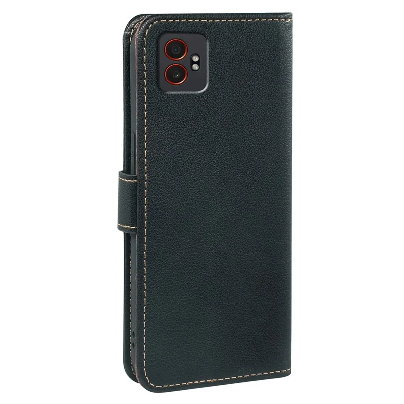 Cover per Samsung Galaxy XCover7 Pro con Blocco RFID Portafoglio, Texture Pelle di Litchi, Chiusura Magnetica - Nero