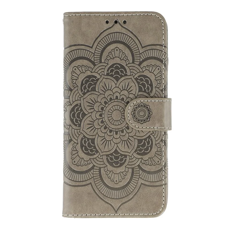 For Samsung Galaxy XCover7 Pro Case PU Leather Mandala Imprinted Design Wallet Phone Cover - Grey