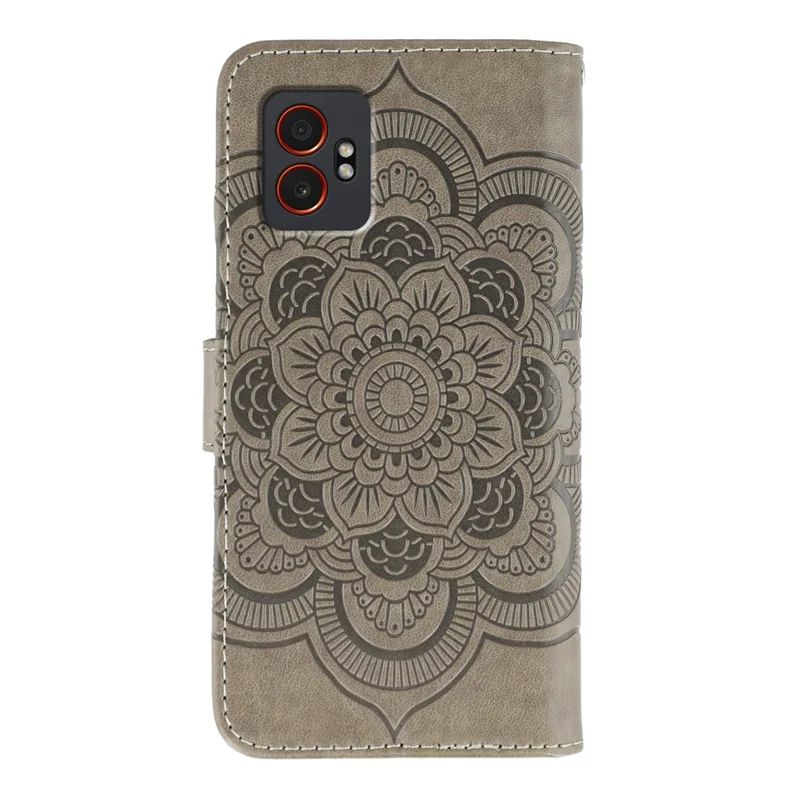 For Samsung Galaxy XCover7 Pro Case PU Leather Mandala Imprinted Design Wallet Phone Cover - Grey