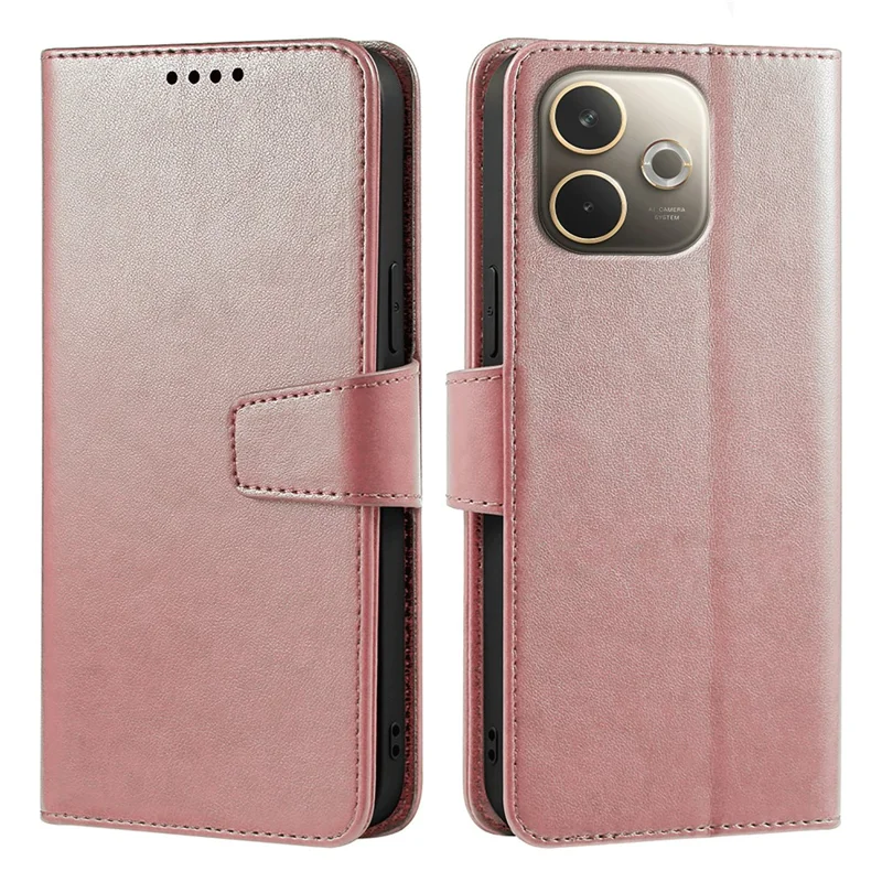 Capa para Oppo A5 Pro 5G (Global) com Suporte para Cartão, Carteira em Couro - Dourado Rosado