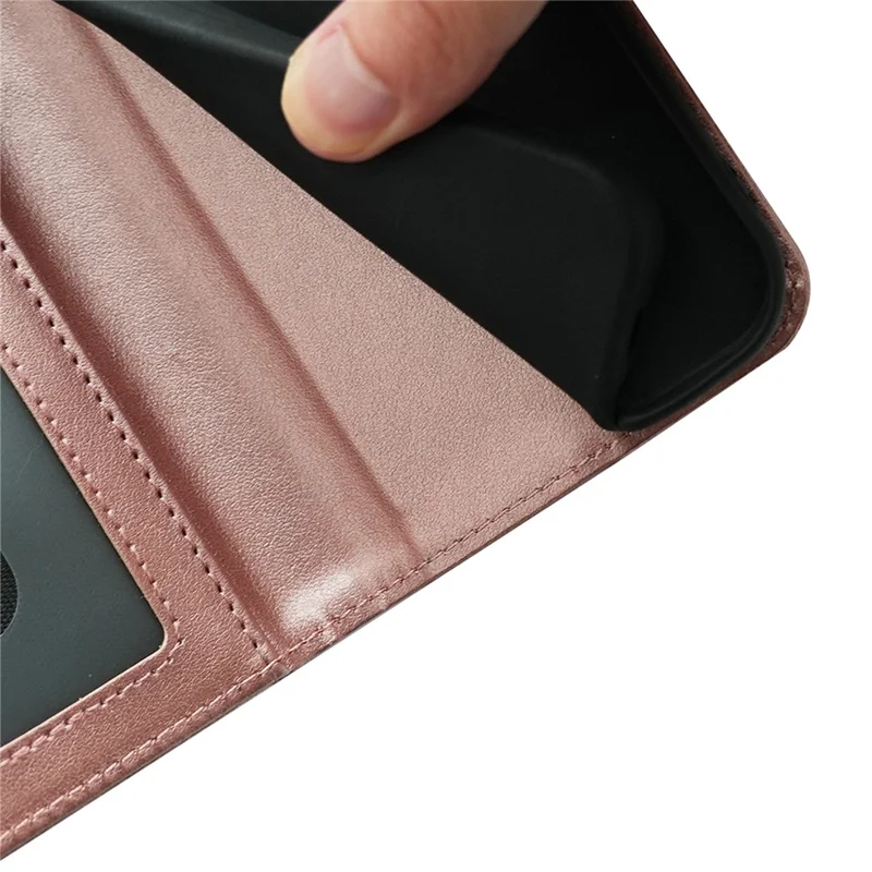 Capa para Oppo A5 Pro 5G (Global) com Suporte para Cartão, Carteira em Couro - Dourado Rosado