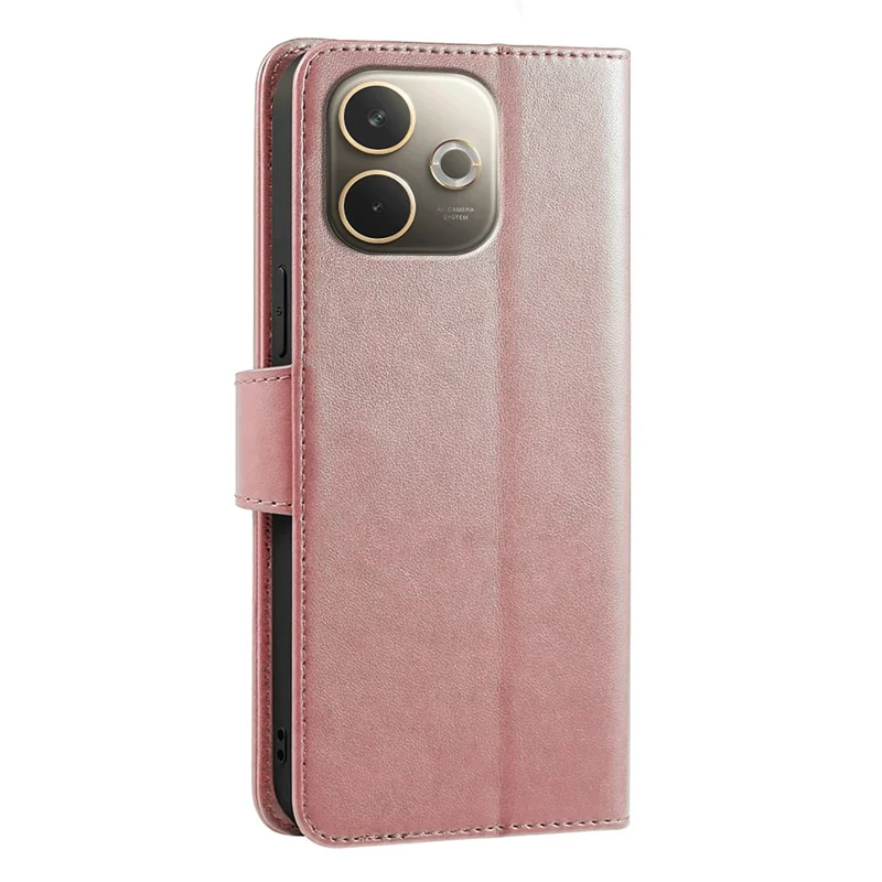Capa para Oppo A5 Pro 5G (Global) com Suporte para Cartão, Carteira em Couro - Dourado Rosado