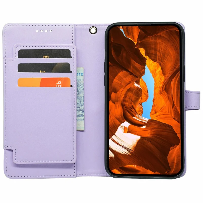 For Samsung Galaxy XCover7 Pro Case with 9 Card Slots PU Leather Stand Phone Cover - Purple