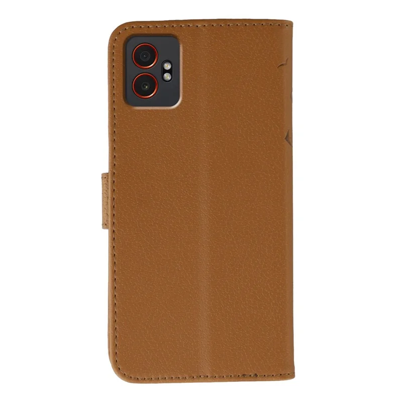 For Samsung Galaxy XCover7 Pro Case Feather Imprint PU Leather Wallet Phone Cover - Brown