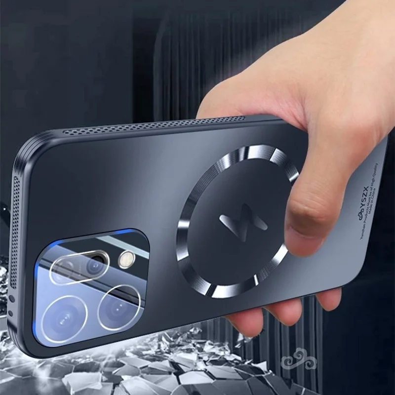 Für Oppo Reno14 5G (Global) Hülle Kompatibel mit MagSafe Matte PC + TPU Wärmeableitende Handyhülle - Titaniumblau