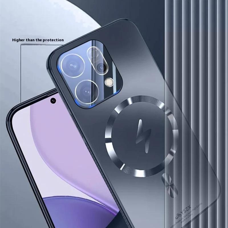Für Oppo Reno14 5G (Global) Hülle Kompatibel mit MagSafe Matte PC + TPU Wärmeableitende Handyhülle - Titaniumblau
