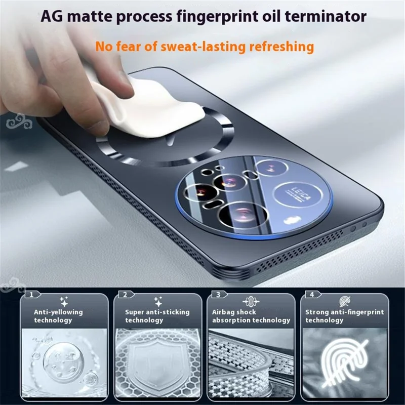 For Xiaomi 15 Ultra Case Compatible with MagSafe Matte PC + TPU Heat Dissipation Phone Cover - Titanium Blue