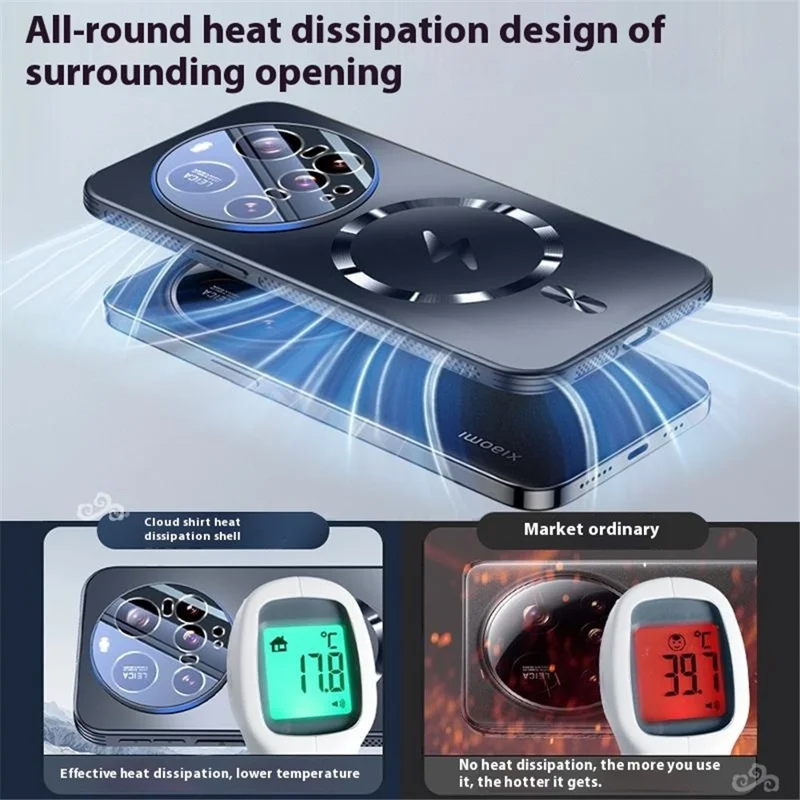 For Xiaomi 15 Ultra Case Compatible with MagSafe Matte PC + TPU Heat Dissipation Phone Cover - Titanium Blue