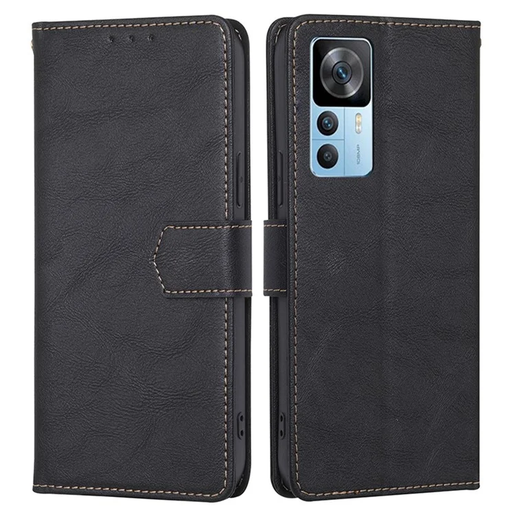 For Xiaomi 12T 5G / Redmi K50 Ultra 5G / 12T Pro 5G Wallet Flip Cover Water Resistant PU Leather RFID Blocking Magnetic Closure Stand Phone Case - Black