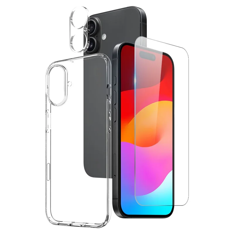 NORTHJO Para iPhone 17 Conjunto de Capa de Telefone TPU com Protetor de Tela Frontal + Película para Lente
