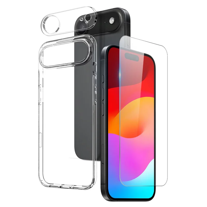 NORTHJO For iPhone 17 Air TPU Phone Case Set with Front Screen Protector + Lens Film