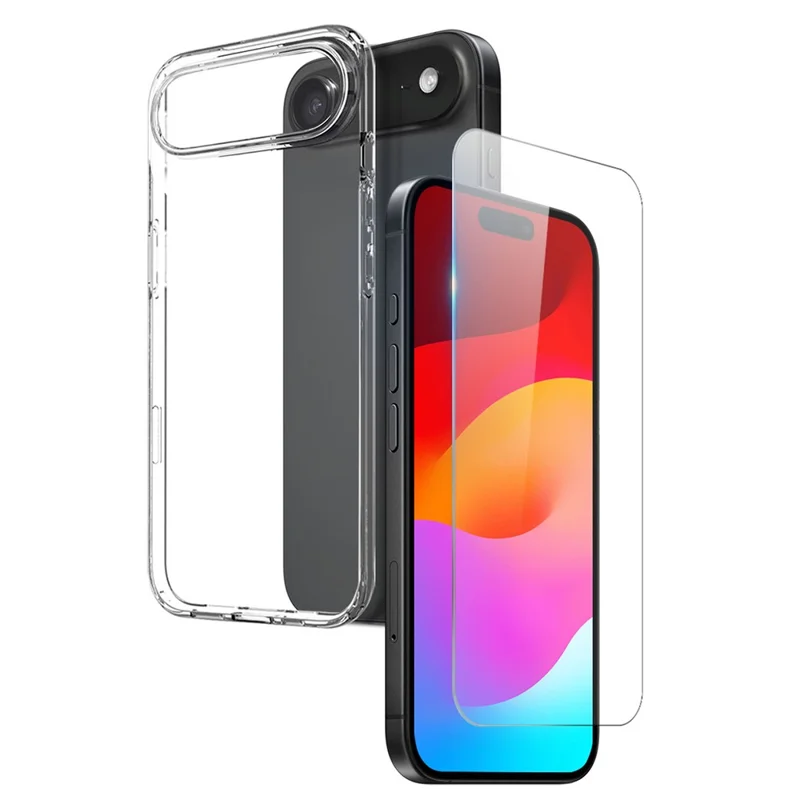 NORTHJO For iPhone 17 Air Case Soft TPU Clear Phone Cover with Tempered Glass Screen Protector
