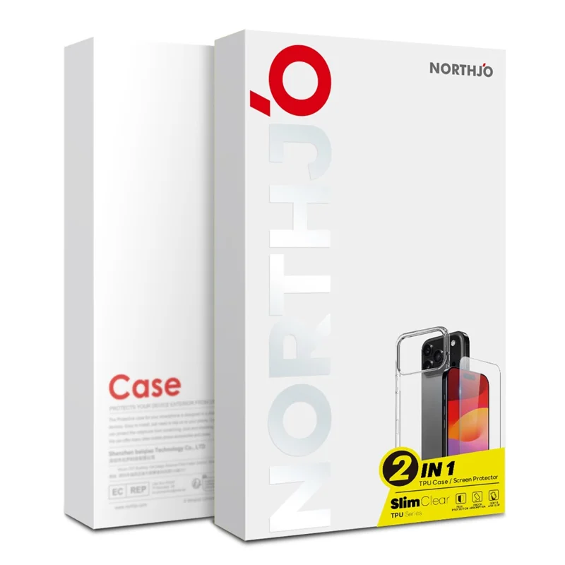 NORTHJO For iPhone 17 Pro Max Case Soft TPU Clear Phone Cover with Tempered Glass Screen Protector