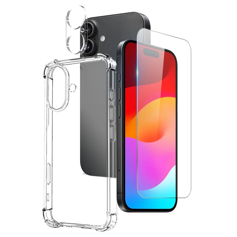NORTHJO Pour iPhone 17 Étui Antichoc TPU Transparent avec Verre Trempé et Film de Protection d'Objectif