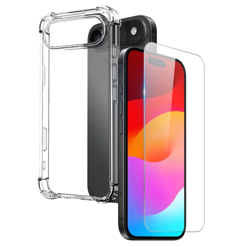 NORTHJO Pour iPhone 17 Étui d'Air Antichoc à Quatre Coins en TPU Transparent avec Verre Trempé