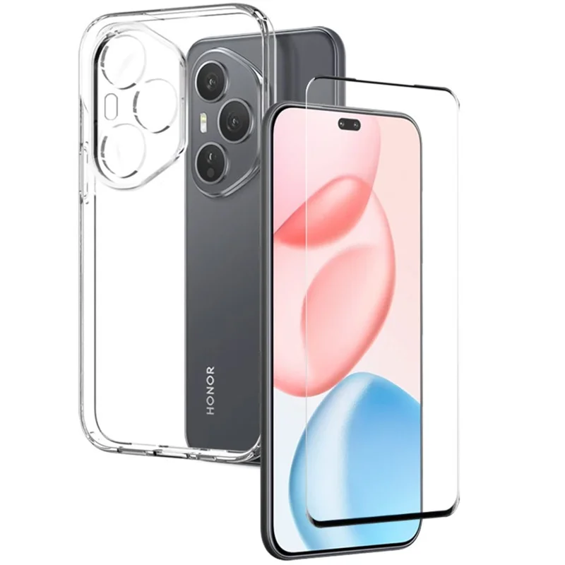 NORTHJO pour Honor 400 Pro 5G (Global) Étui Souple en TPU Transparent avec Protection d'Écran en Verre Trempé