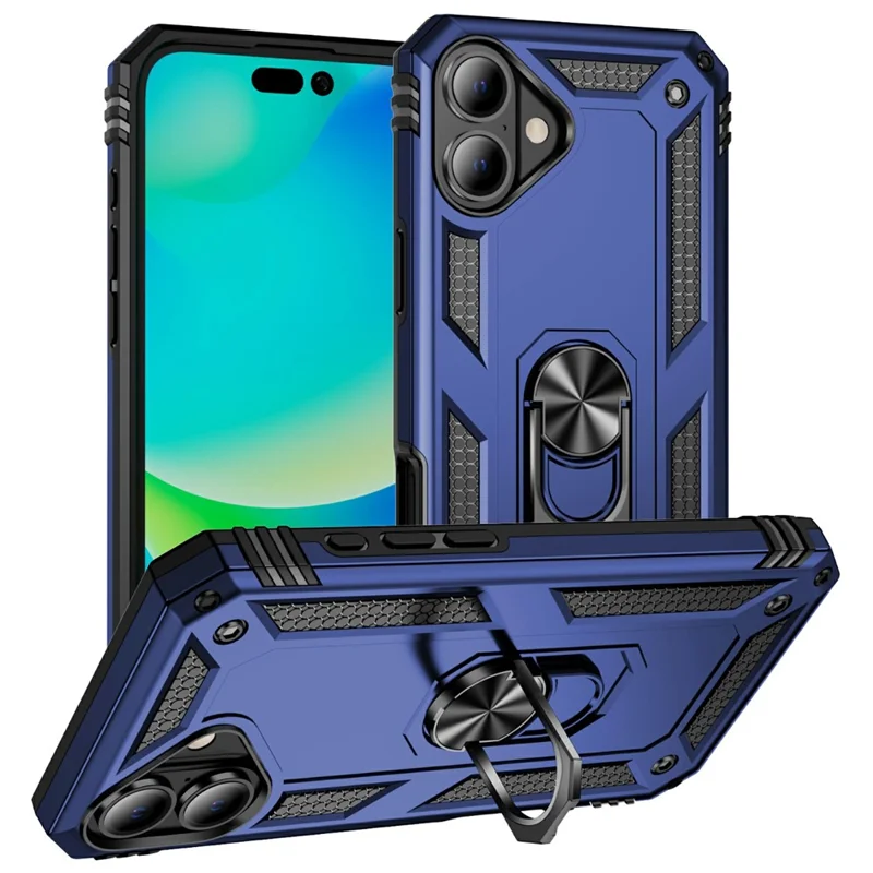 For iPhone 17 Case PC + TPU Phone Cover with Kickstand - Blue